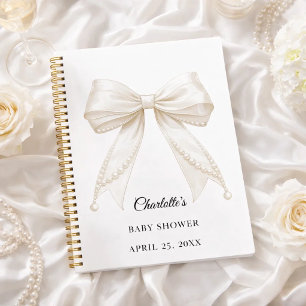 Gastenboek Baby Shower lint ivoorwit parels Notitieboek