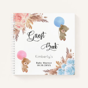 Gastenboek baby shower pampas teddy gender reveal notitieboek