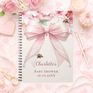 Gastenboek Baby Shower roze lint bloemen mama-to-b Notitieboek