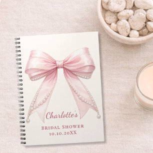 Gastenboek Bridal Shower roze strik ivoorkleurige Notitieboek