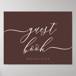 Gastenboek Chocolade Bruin Eenvoudige Handtekening Poster