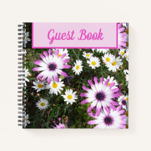 Gastenboek Daisy Paarse roze bloembloem Notitieboek