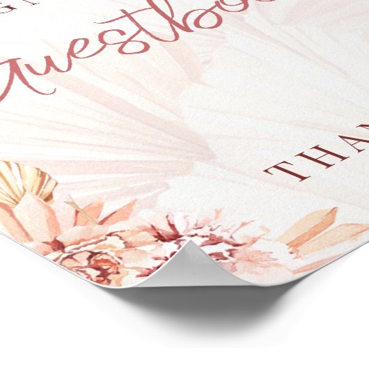 Gastenboek Handtekening Boho Blush Beige Bruids Ba Poster (Hoek)