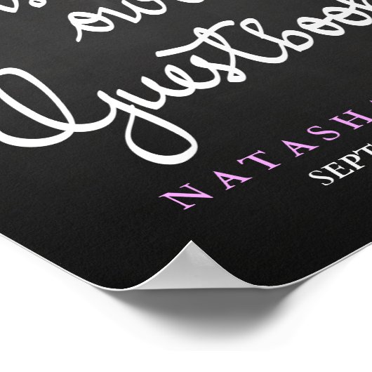 Gastenboek Leisteen Bruiloft Hortensia Bloem Poster (Hoek)