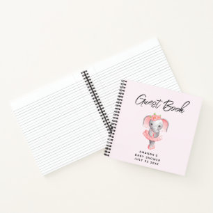 Gastenboek Leuke Roze & Grijze Olifant Ballerina Notitieboek