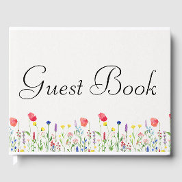 Gastenboek met lente wilde bloem thema