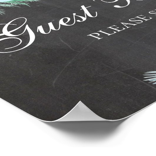 Gastenboek. Munt succulent. Krijtbord bruiloft Poster (Hoek)