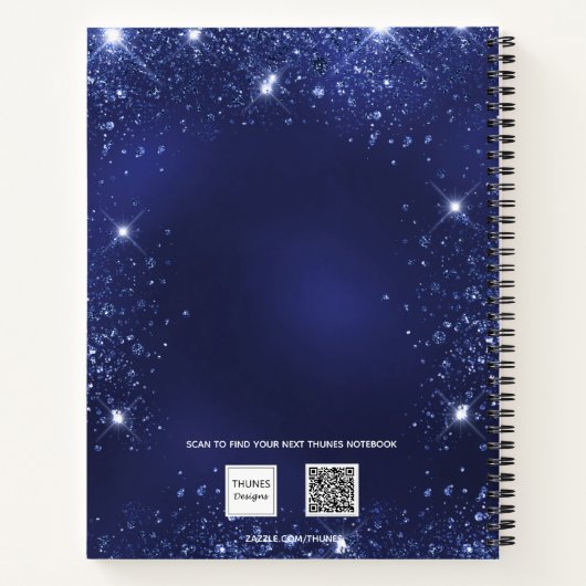 Gastenboek Quinceanera blauw glitter jurk bloemenk Notitieboek (Achterkant)