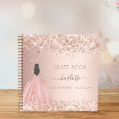 Gastenboek Quinceanera jurk glitter roos goud Notitieboek