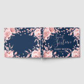 Gastenboek Roos Gold Navy Sweet 16 Glitter Confett (Volledig)