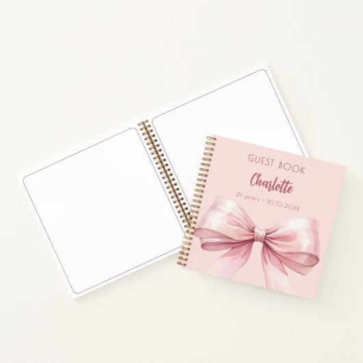 Gastenboek roze lint verjaardag notitieboek (Binnen)