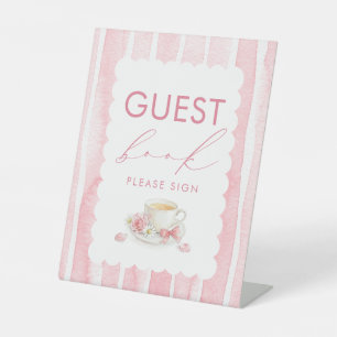 Gastenboek Roze Meisje Baby Shower Tafelbord Reclamebord Met Voetstuk