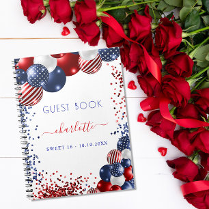 Gastenboek Sweet 16 rood wit blauw patriottisch US Notitieboek