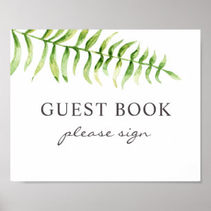 Gastenboek teken. Waterverf varen. Groene wedding Poster