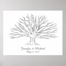 Gastenboek van de Wide Thumbprint Tree Poster