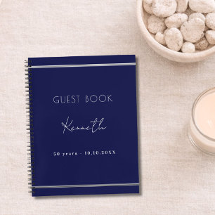 Gastenboek verjaardag navy blauw minimalist notitieboek