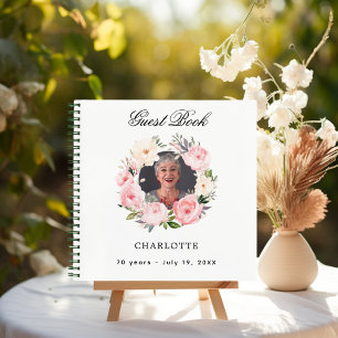 Gastenboek verjaardag witte foto bloemen notitieboek