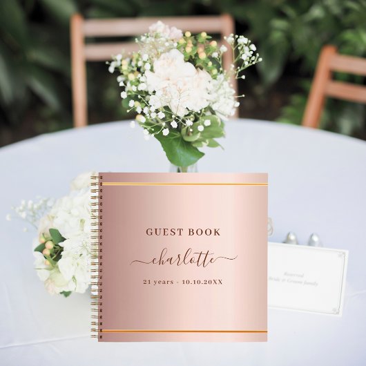 Gastenboek verjaardagsgoud roos elegant notitieboek