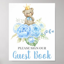 Gastenboek voor Baby Shower Beer Jongen Poster
