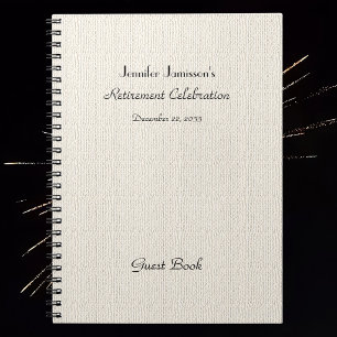 Gastenboek voor pensioenfeest, namaak textuur jute notitieboek