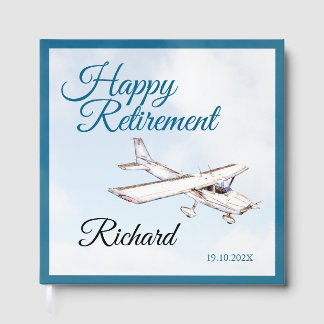 Gastenboek voor pensioneringsfeest met vliegtuigon