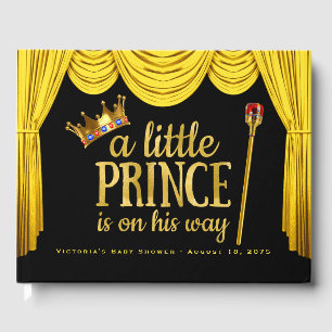Gastenboek voor prins-babyfeestje zwart goud Prins