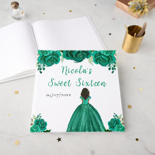 Gastenboek voor prinses met donkere huid groene Sw