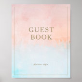 Gastenboekbord met waterverf zomersonsondergang poster (Voorkant)