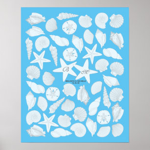 Gastenboekposter met schelpen - 50 plaatsen poster