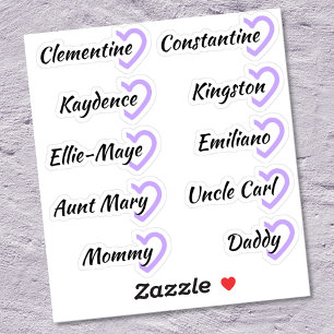 Gastenlijst 10 Namen Calligraphy Halve Hart Maatwe Sticker