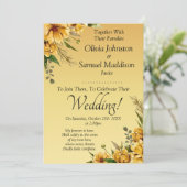 Gastennamen, Gouden Gele Bloemen Trouwsuite Kaart (Staand voorkant)