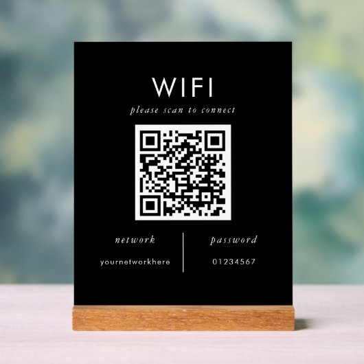Gastenverhuur Wifi | Wifi Plaque met QR-code Acryl Bord (Neutraal)