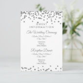 Gastinformatie Silver Glitter Confetti White Informatiekaartje (Staand voorkant)