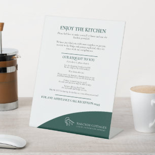 Gastkeuken donkergroen onroerend goed verhuur bedr reclamebord met voetstuk