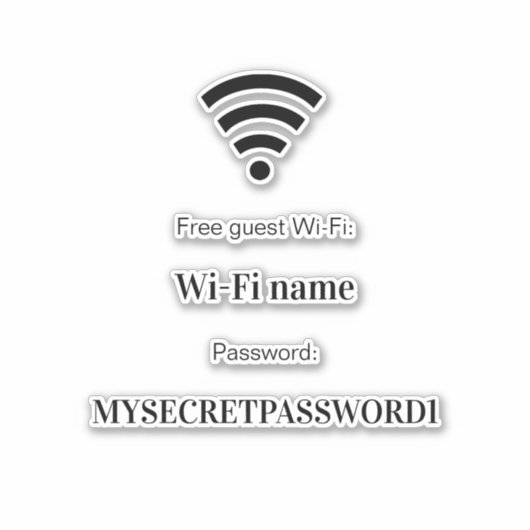 Gastklant wifi-netwerkwachtwoord sticker (Voorkant)
