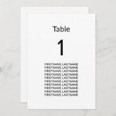 Gastnamen Clean Simple Modern Table Kaart (Voorkant / Achterkant)