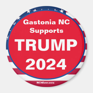 Gastonia NC ondersteunt TRUMP 2024 Patriottische m Magneet