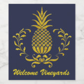 Gastvrijheid Pineapple Gold Jouw tekst en kleur Wijn Etiket (Enkel label)