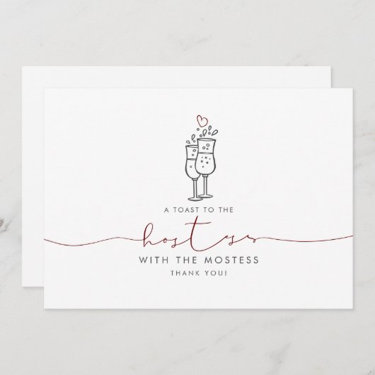 Gastvrouw Mostess Schattig Minimalistisch Dank Je (Voorkant / Achterkant)