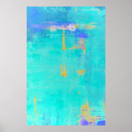 "Gastweg" Turquoise en Oranje Abstracte kunst Poster
