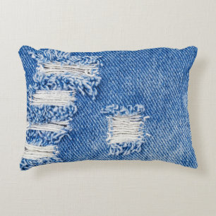 Gat, denim jeans, gescheurde textuur accent kussen
