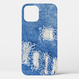 Gat, denim jeans, gescheurde textuur iPhone 12 hoesje