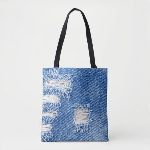Gat, denim jeans, gescheurde textuur draagtas