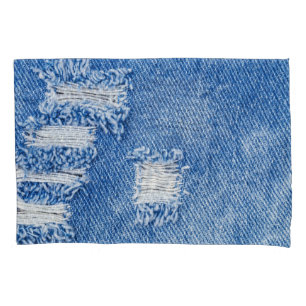 Gat, denim jeans, gescheurde textuur kussensloop