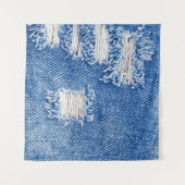 Gat, denim jeans, gescheurde textuur wandkleed (Voorkant (horizontaal))
