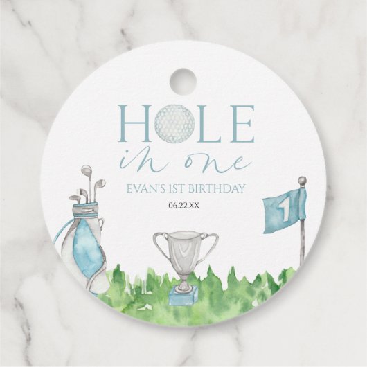 Gat in een blauwe golf 1e verjaardagsfeest bedankjes labels (Achterkant)