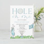 Gat in een blauwe golf 1e verjaardagsfeest kaart (Staand voorkant)