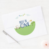 Gat in een eerste verjaardag cupcake topper in bla ronde sticker (Envelop)