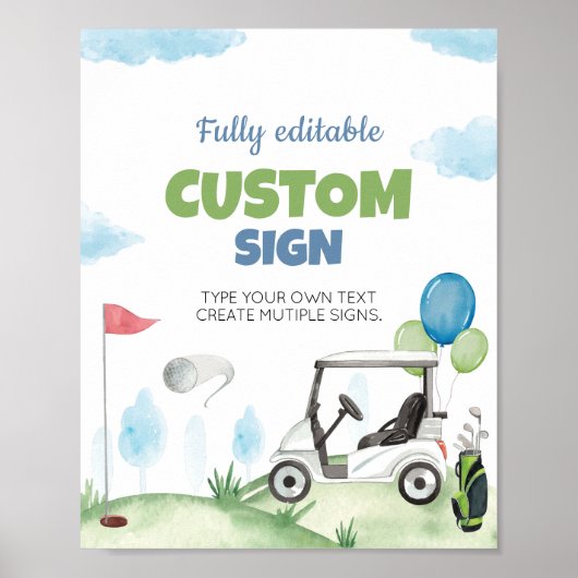 Gat in een Golf verjaardagsfeesttafel teken Poster (Voorkant)