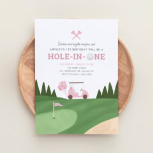 Gat in een roze golf 1e verjaardag kaart